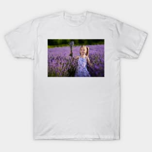 Little girl with a lavender bouquet T-Shirt